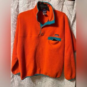 Patagonia Vibrant Orange Fleece with Teal Details